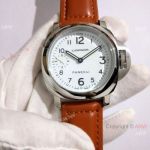 Copy Luminor Panerai White Dial Brown Leather Band Watch 44mm